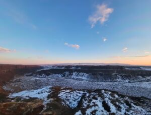 The landscape of frenchman coulee at dusk